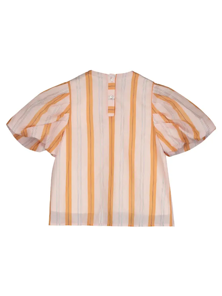 Tangerine - Puffed Sleeve Striped Blouse