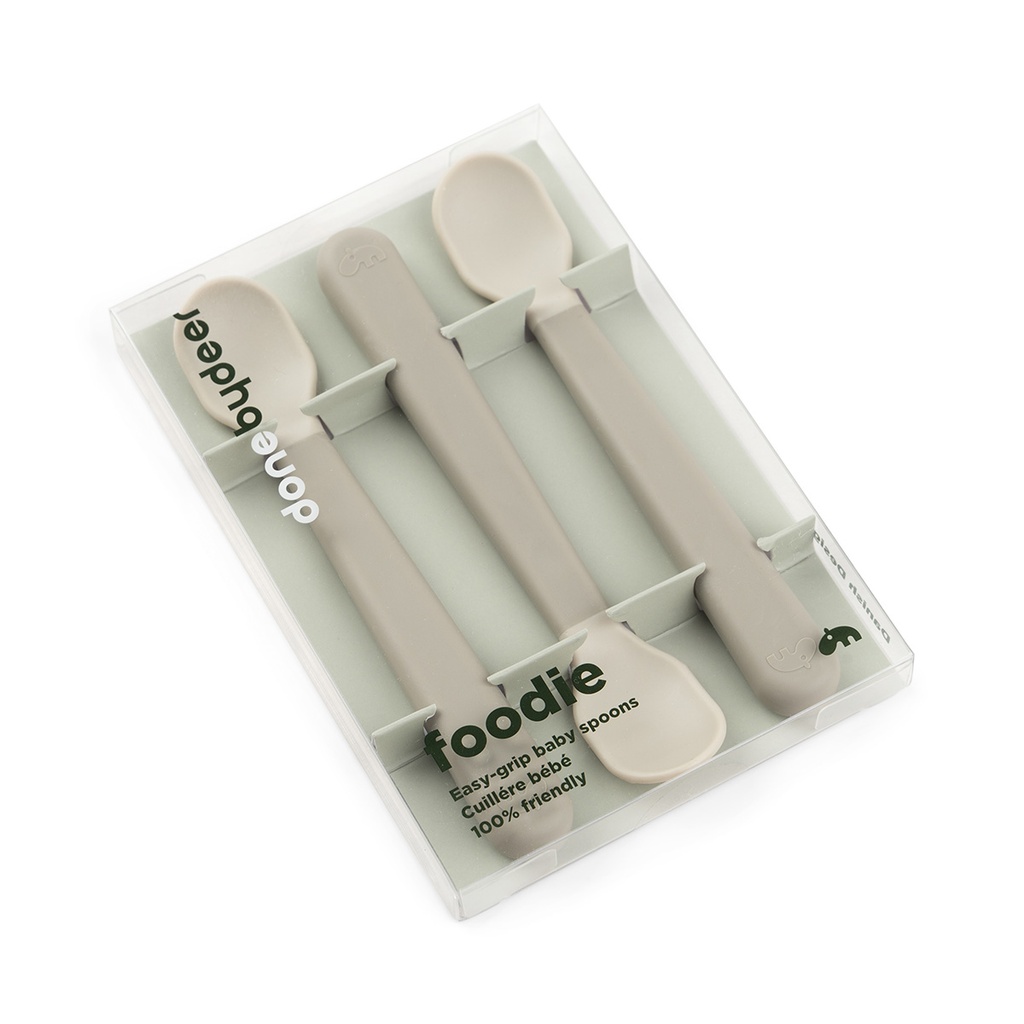 Done by Deer - Easy-grip baby spoon - 3pack (sand)