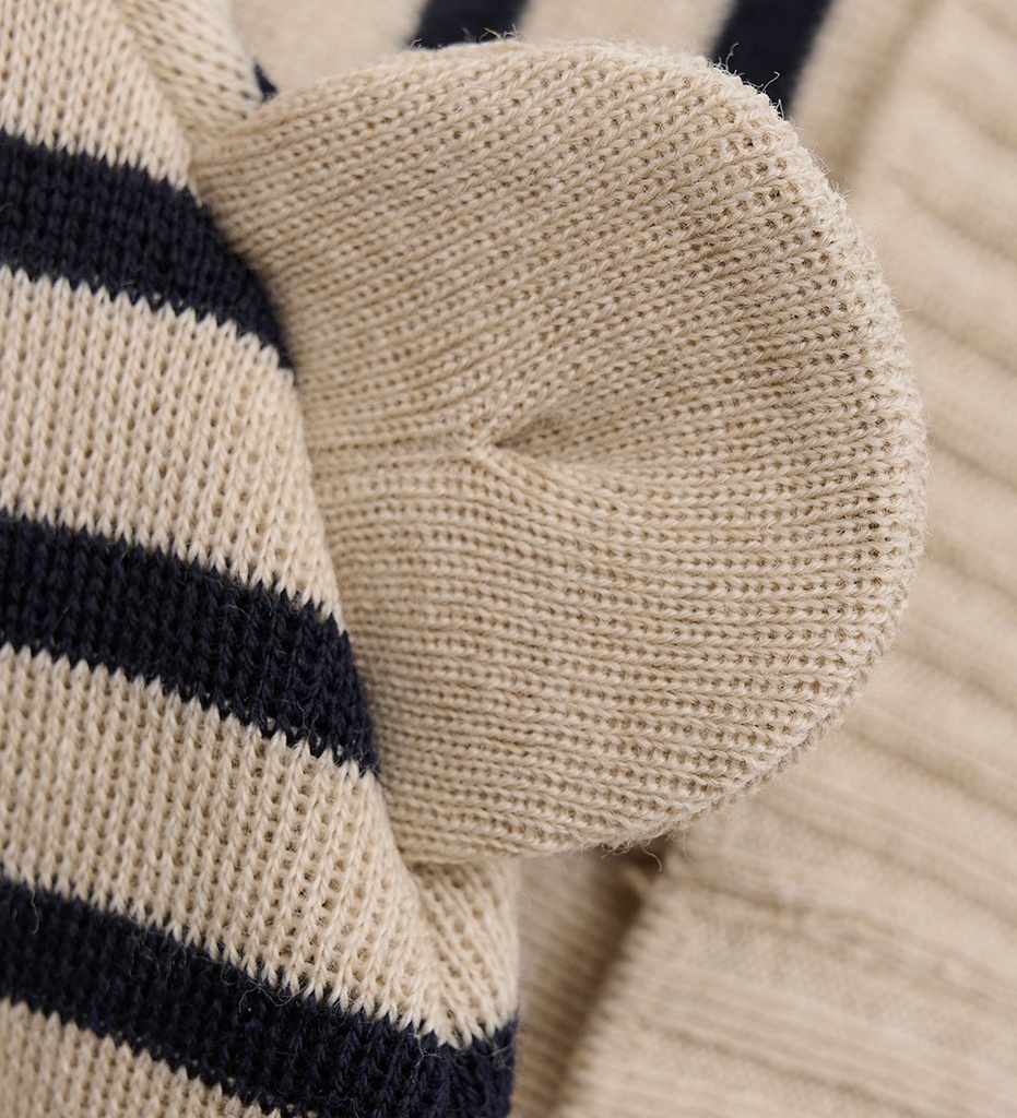 HUTTEliHUT - Beanie Ears Stripe wool knit (Navy)