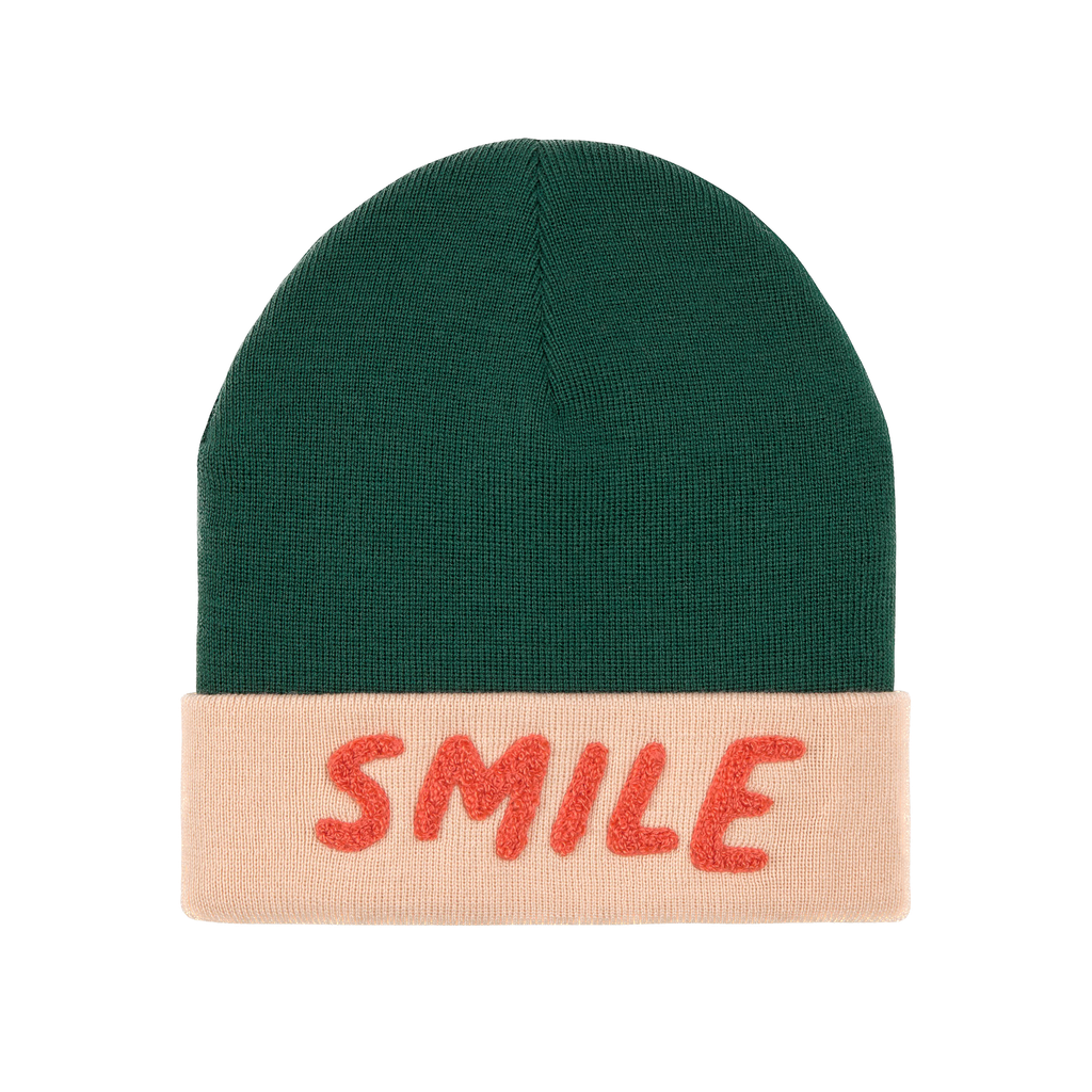 LÄSSIG - Merino Beanie - Smile - Green/light rose