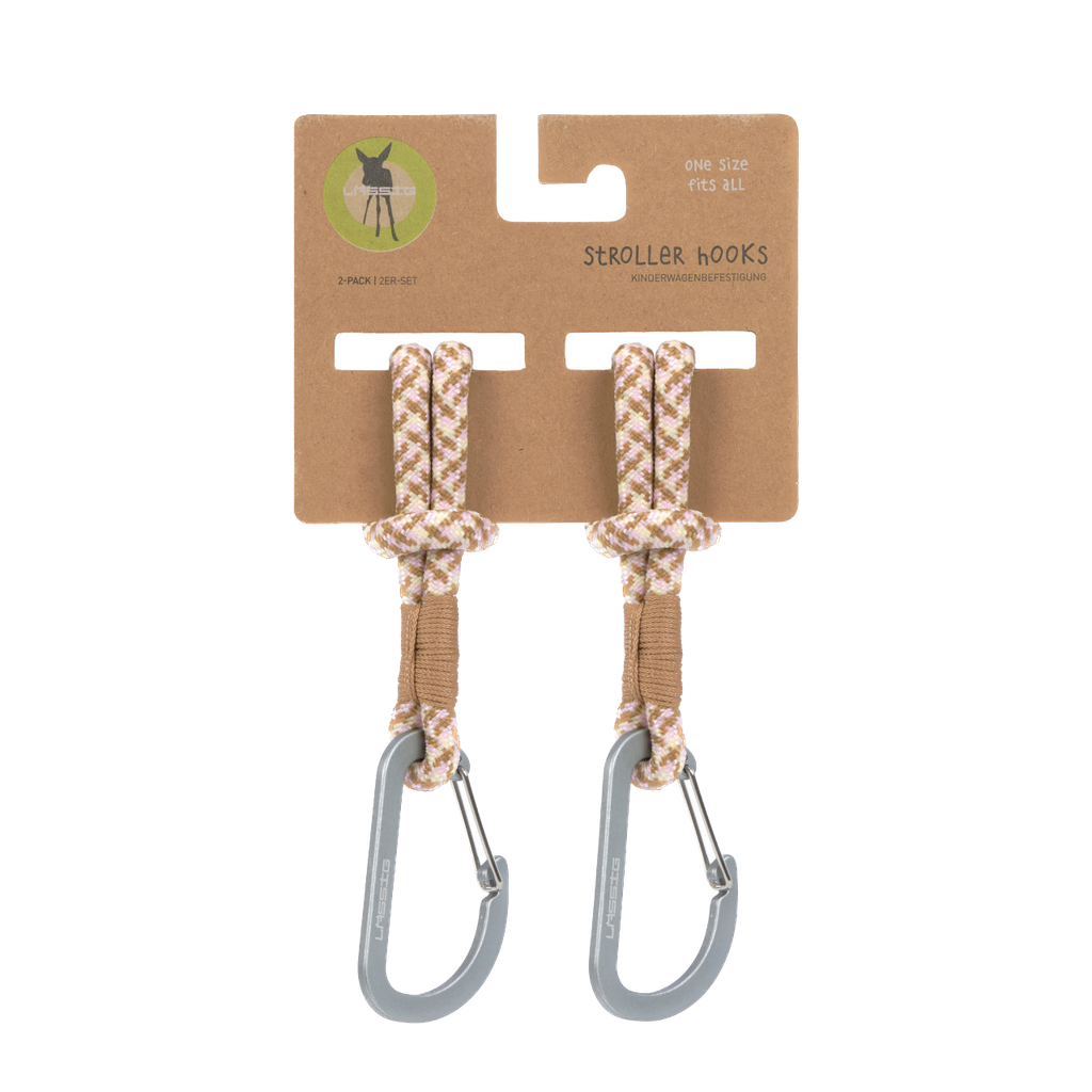 LÄSSIG - Stroller hooks cord - 2Pack - Camel/vanilla/lavender