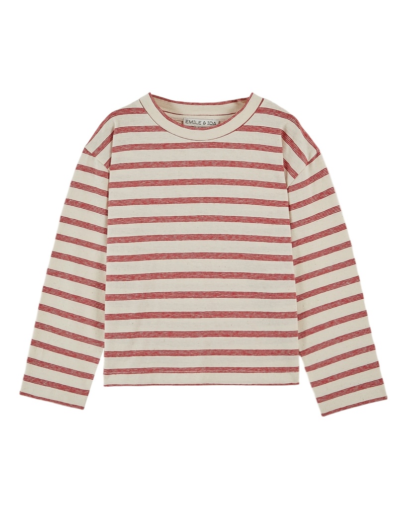 Emile & Ida - T-shirt raye (AA127) - Ecru/rouge