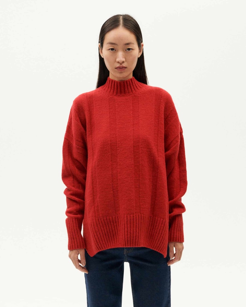 Thinking MU - Red carol knitted sweater