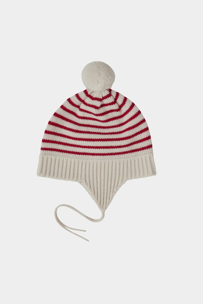 FUB - Baby Pompom hat (Ecru/Red)