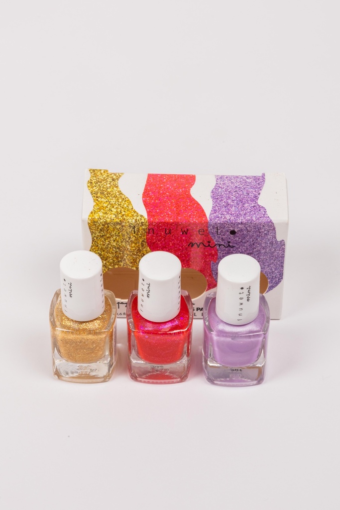 Inuwet - Set van 3 nagellakjes (Fushia/Goud/Paars)