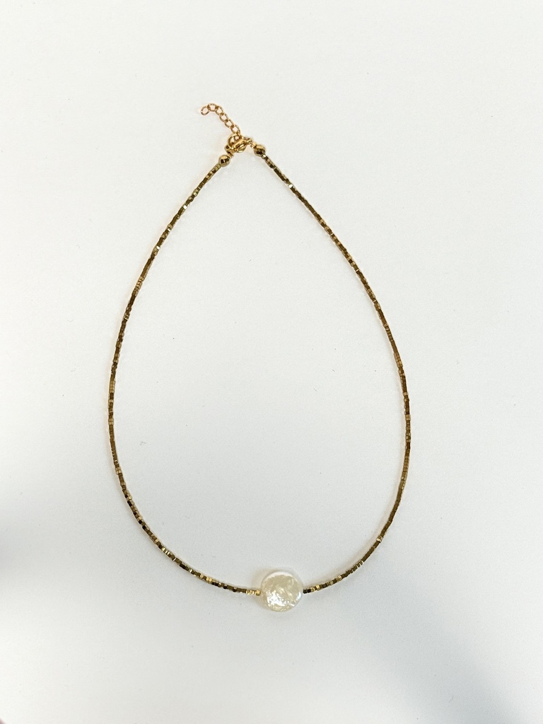 Ketting Bling - Goud & Zoetwaterparel