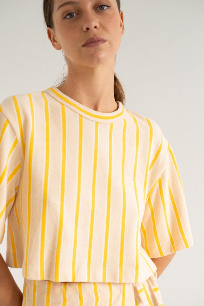 The tiny big sister - Towel striped boxy t-shirt