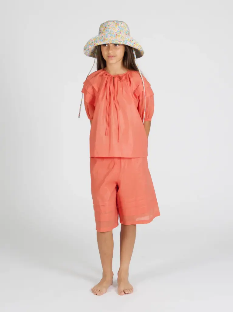 Tangerine - Pleated Voile Blouse