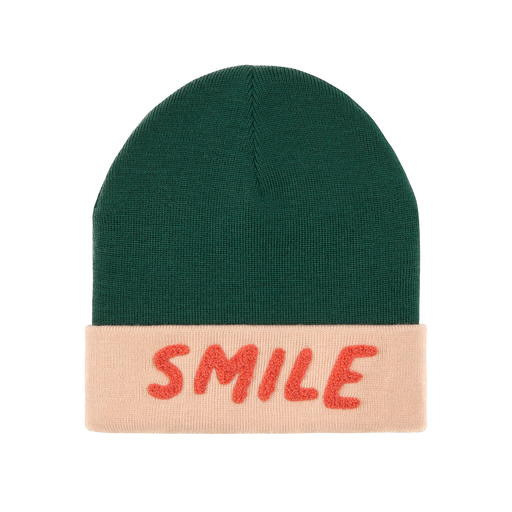 LÄSSIG - Merino Beanie - Smile - Green/light rose