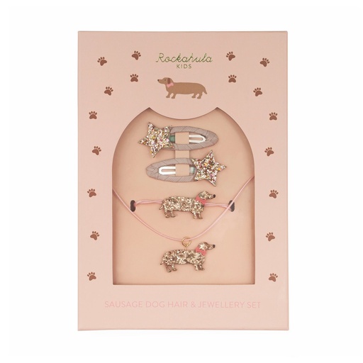 Rockahula - Sausage dog hair & jewellery set 