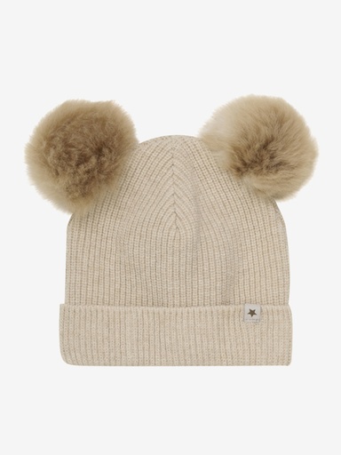 HUTTEliHUT - Hat Knit met pompoms (Sand)