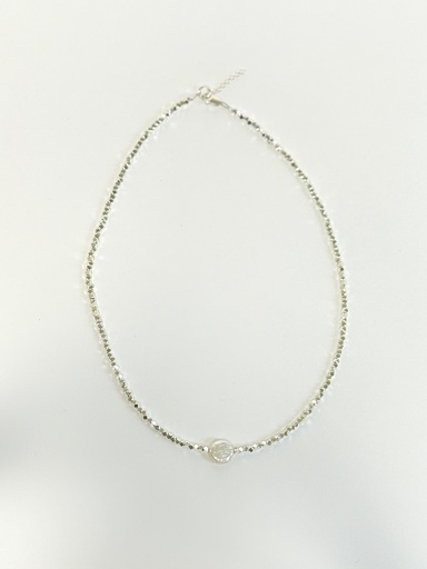 [70011] Ketting Bling Zilver & Zoetwaterparel