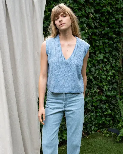 Another-Label - Noé knitted vest (blauw)